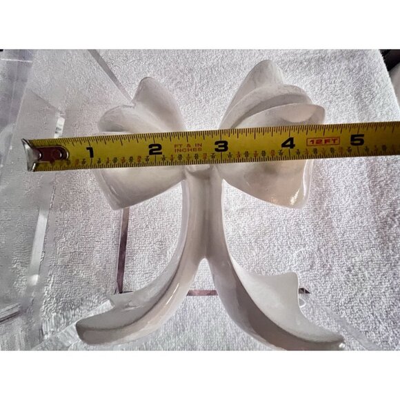 PAIR LUCITE Bookends White High Gloss Bow Modern Contemporary Feminine Designer - Picture 8 of 12